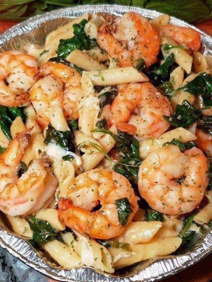 Cheese Shrimp Penne  Pasta & Spinach